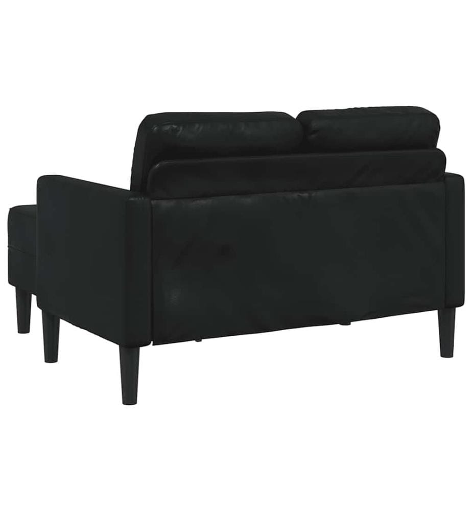 2-Sitzer-Sofa mit Chaiselongue L-förmig Schwarz 125 cm Kunstleder