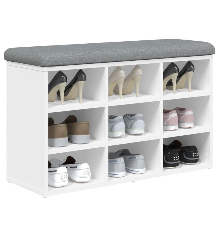 Banc à chaussures Blanc 82x32x50 cm Bois d'ingénierie
