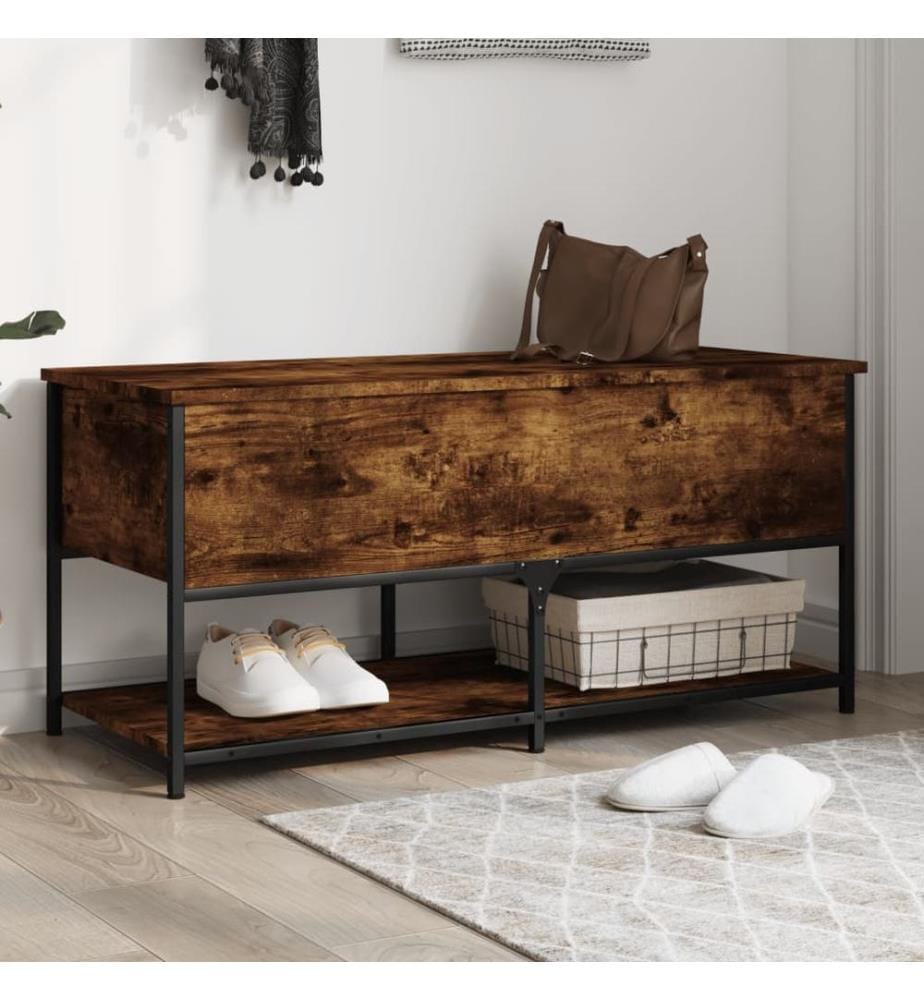 Sitzbank mit Stauraum Räuchereiche 100x42,5x47 cm Holzwerkstoff