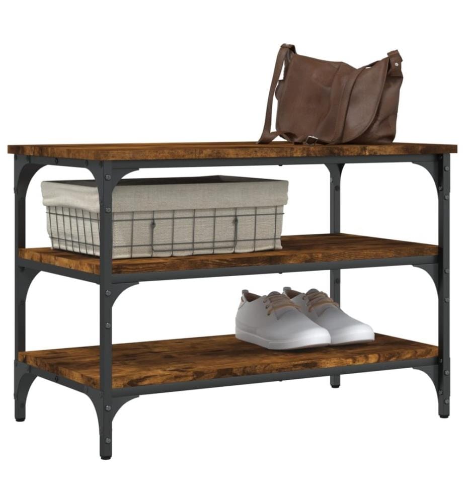 Banc à chaussures chêne fumé 70x38,5x49 cm bois d'ingénierie