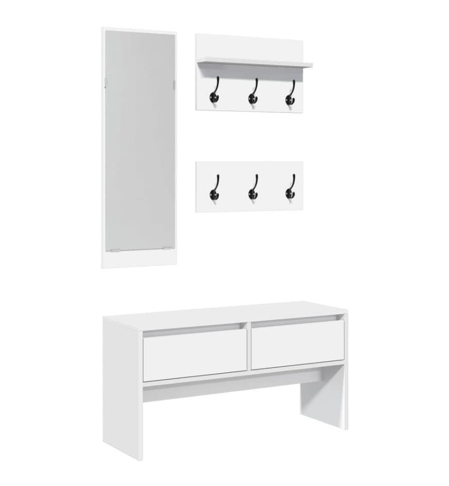 Ensemble de meubles de couloir 4 pcs blanc bois d'ingénierie