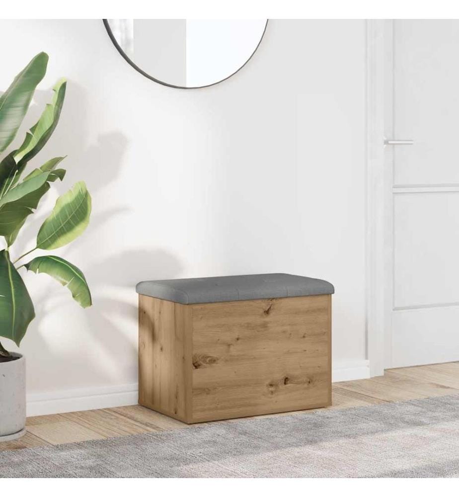 Banc de rangement chêne artisanal 62x42x45 cm bois d'ingénierie
