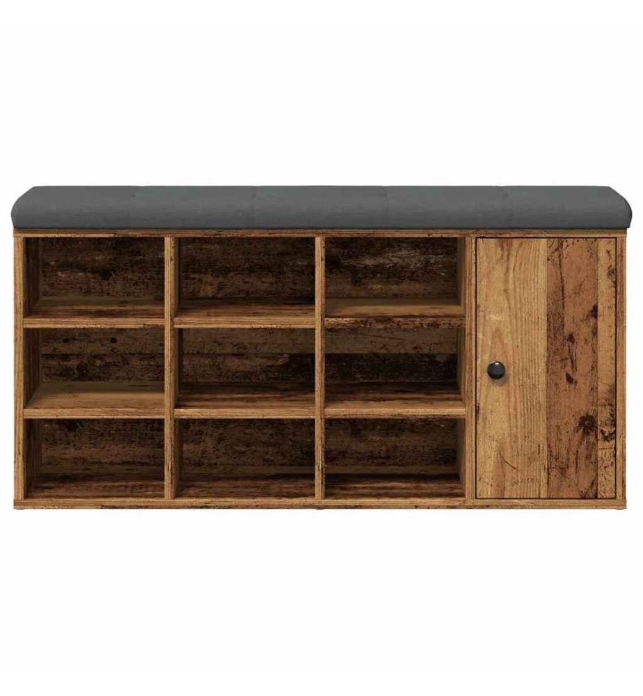 Banc à chaussures vieux bois 102x32x50 cm bois d'ingénierie