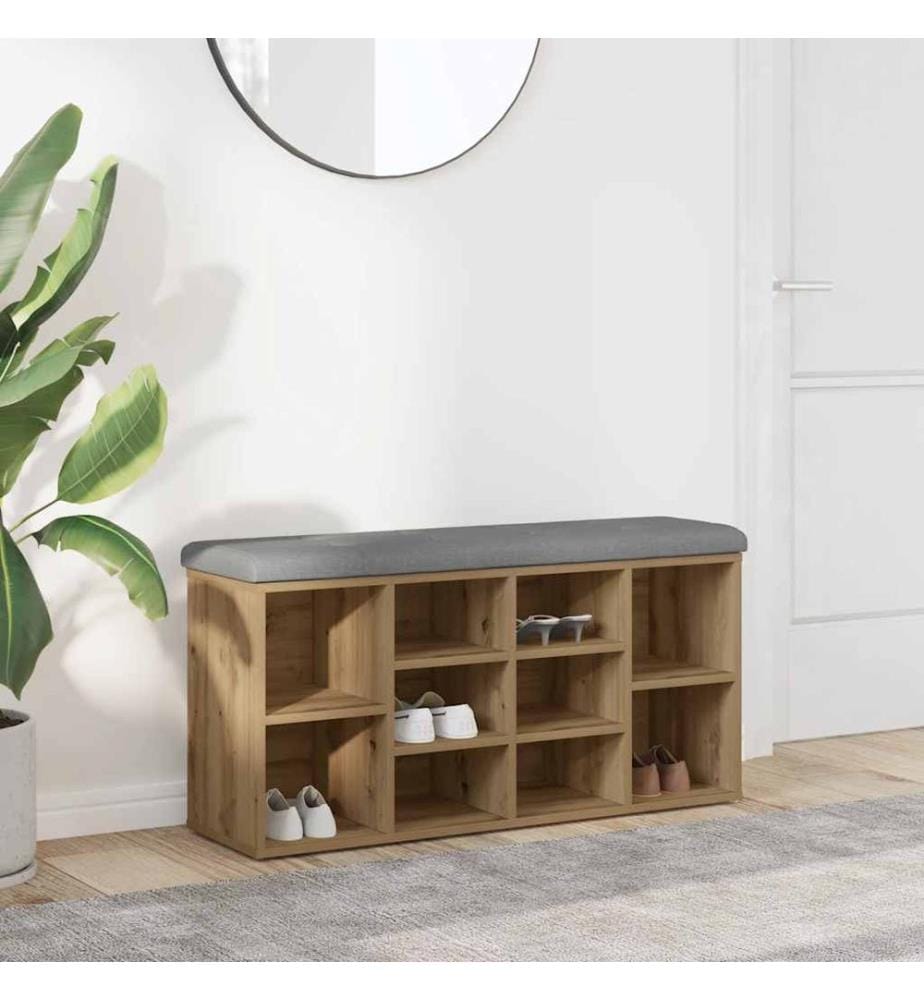 Banc à chaussures chêne artisanal 102x32x50cm bois d'ingénierie