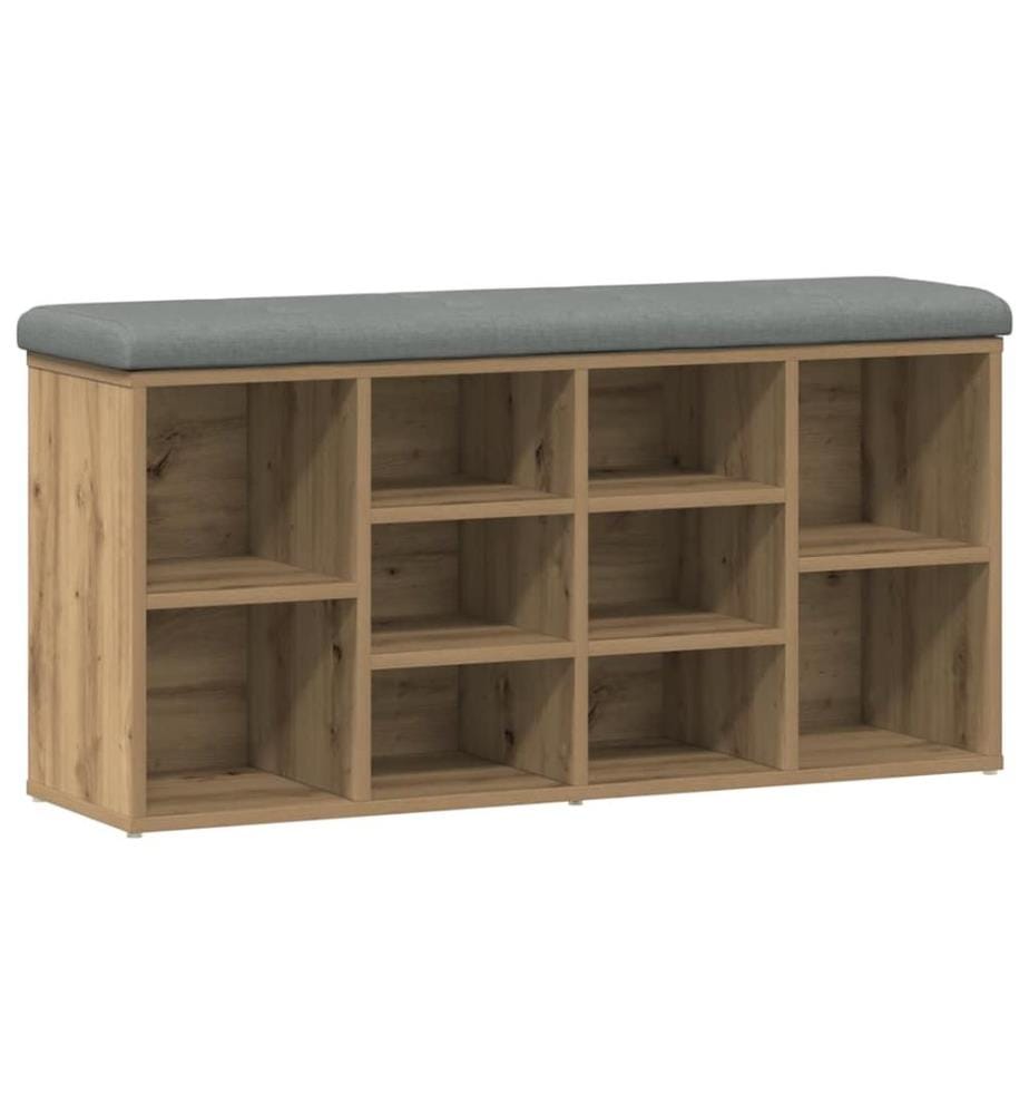 Banc à chaussures chêne artisanal 102x32x50cm bois d'ingénierie