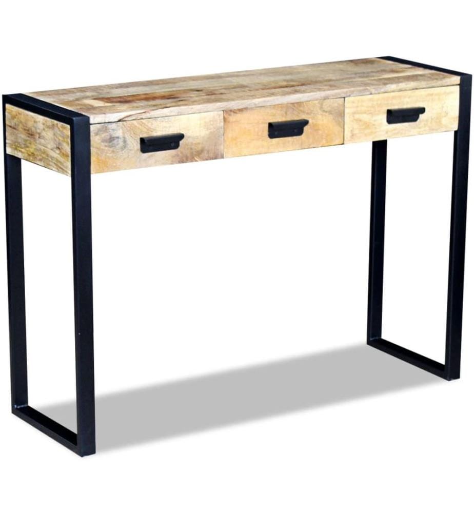 Table console avec 3 tiroirs bois de manguier 110x35x78 cm
