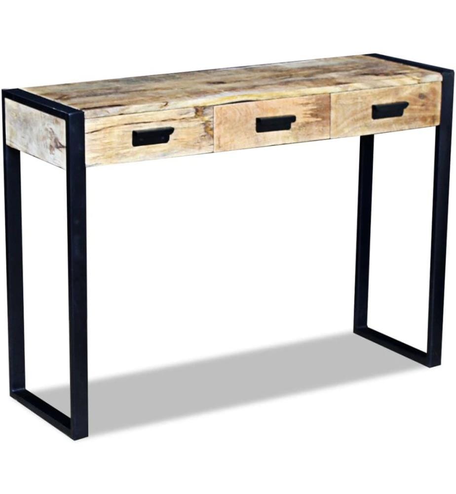 Table console avec 3 tiroirs bois de manguier 110x35x78 cm