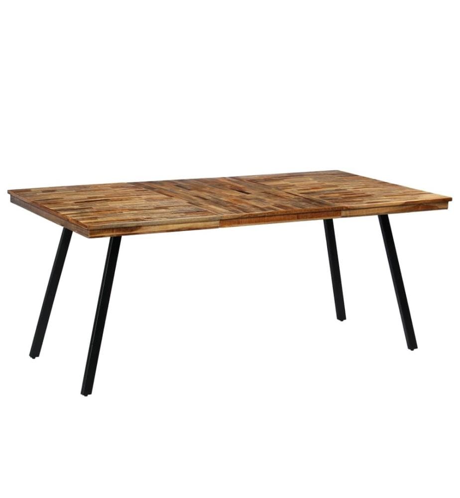 Table à manger Teck recyclé et acier 180x90x76 cm