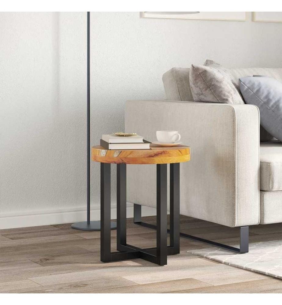 Table basse 40x45 cm Bois de teck massif et polyrésine