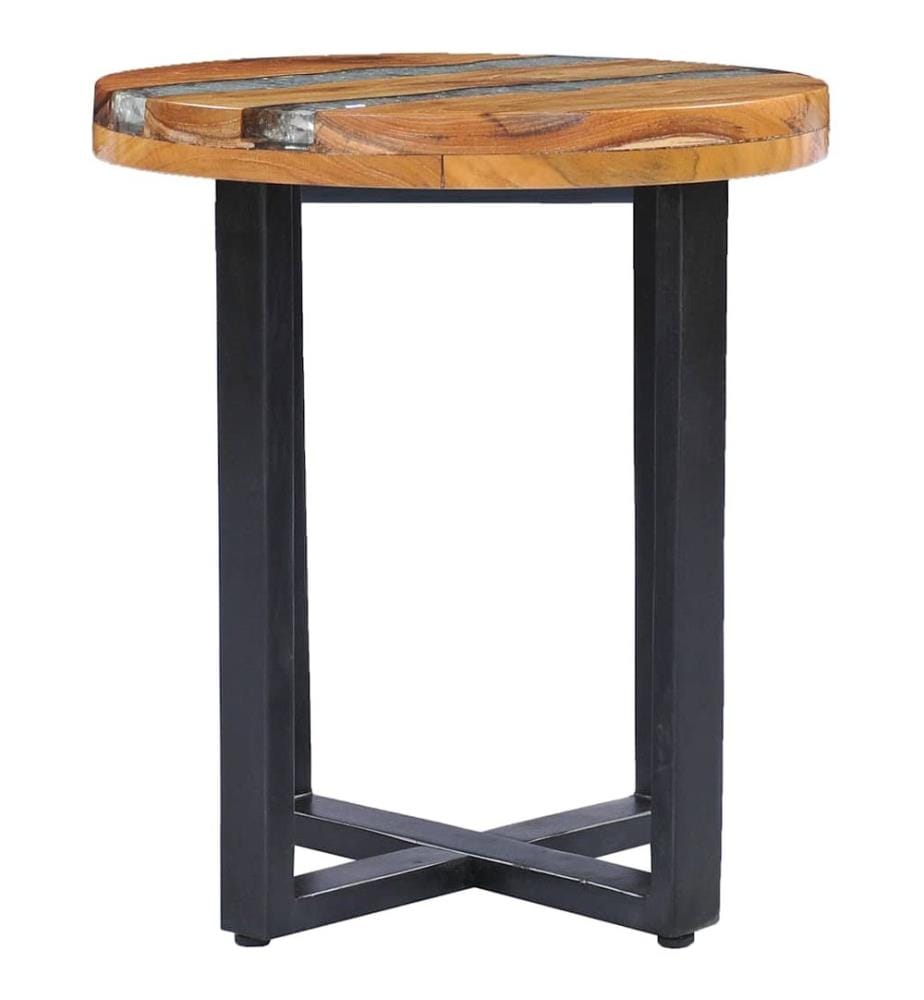 Table basse 40x45 cm Bois de teck massif et polyrésine