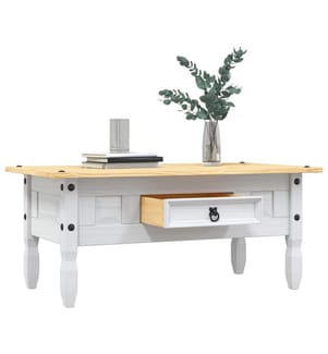 Table basse Pin mexicain Gamme Corona Blanc 100x55x44 cm