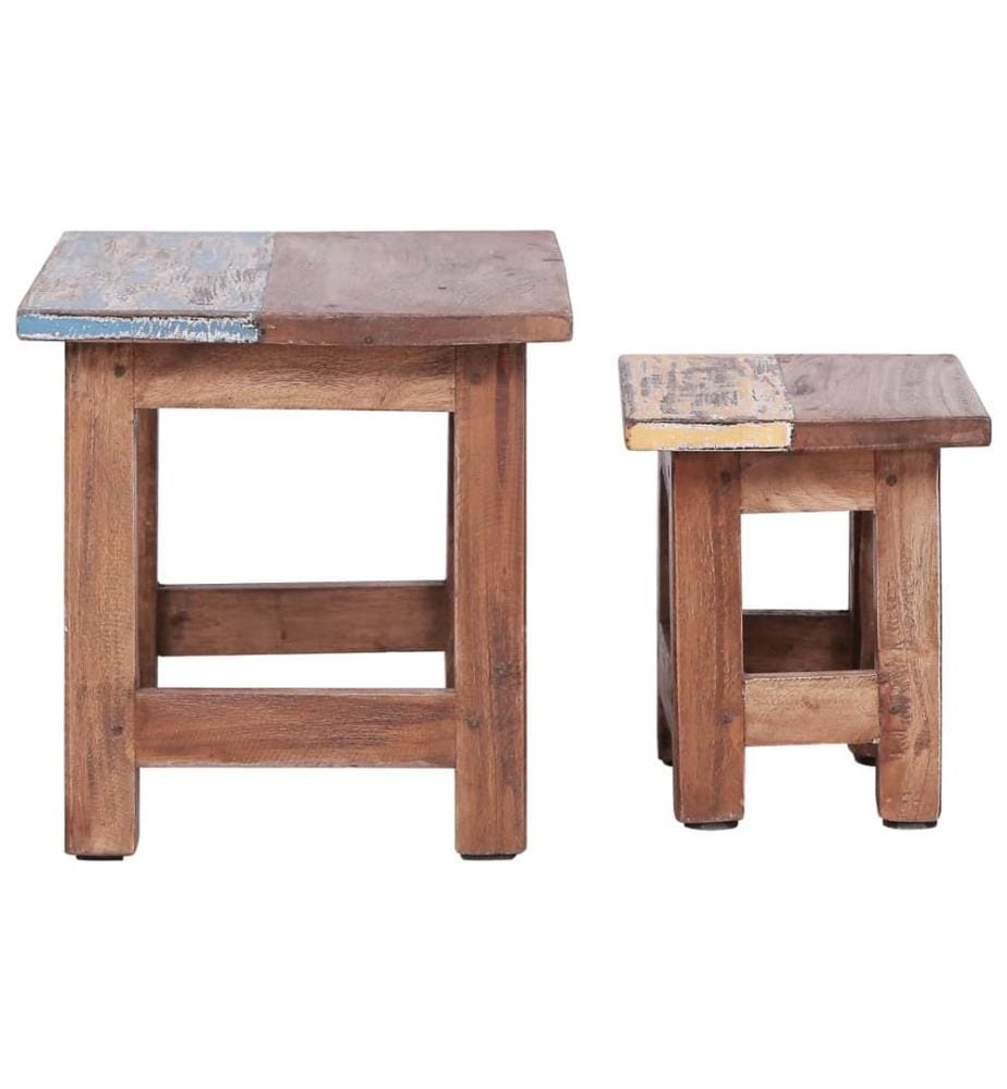 Tables gigognes 2 pcs bois d'acajou massif