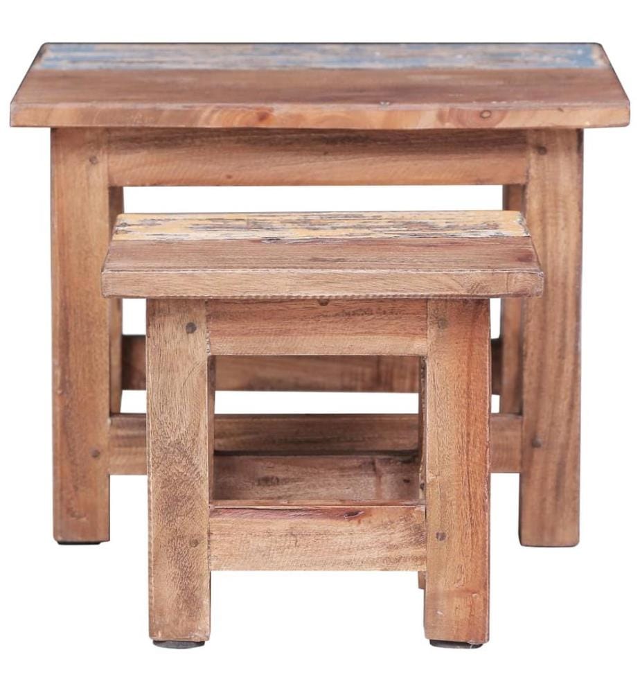 Tables gigognes 2 pcs bois d'acajou massif