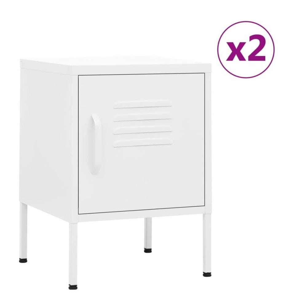 Nachttische 2 Stk. Weiss 35x35x51 cm Stahl