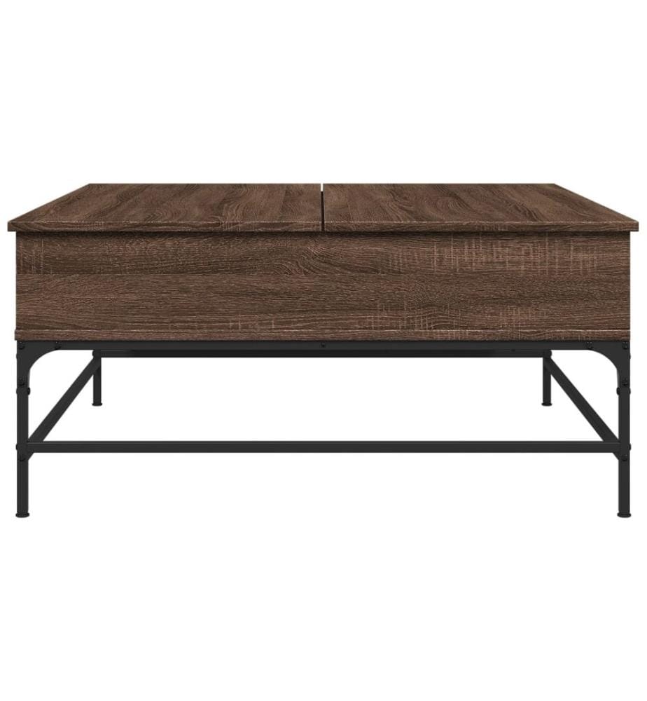 Table basse chêne marron 95x95x45 cm bois d'ingénierie et métal