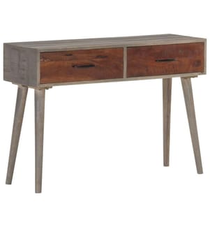 Konsolentisch Grau 110x35x75 cm Raues Mango-Massivholz