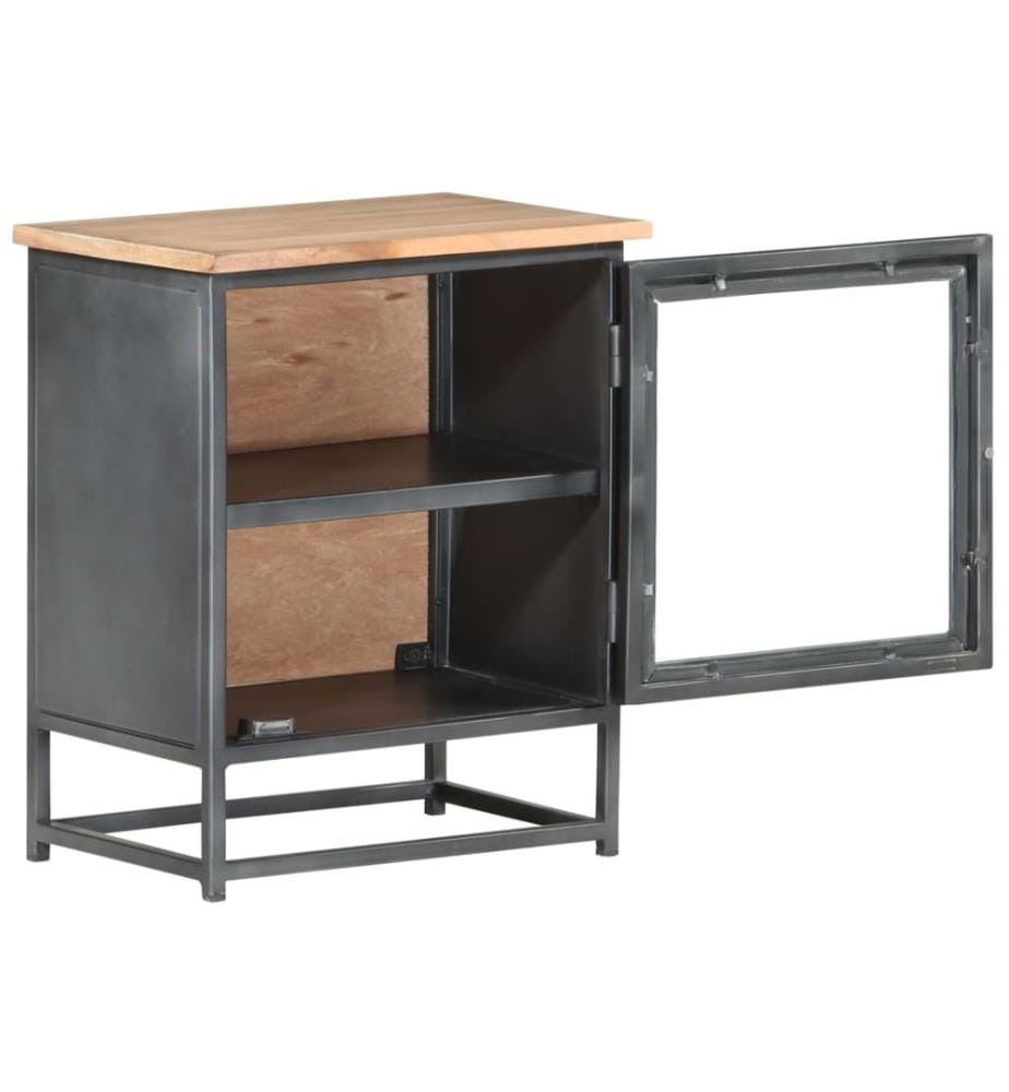 Table de chevet Gris 40x30x50 cm Bois d'acacia massif