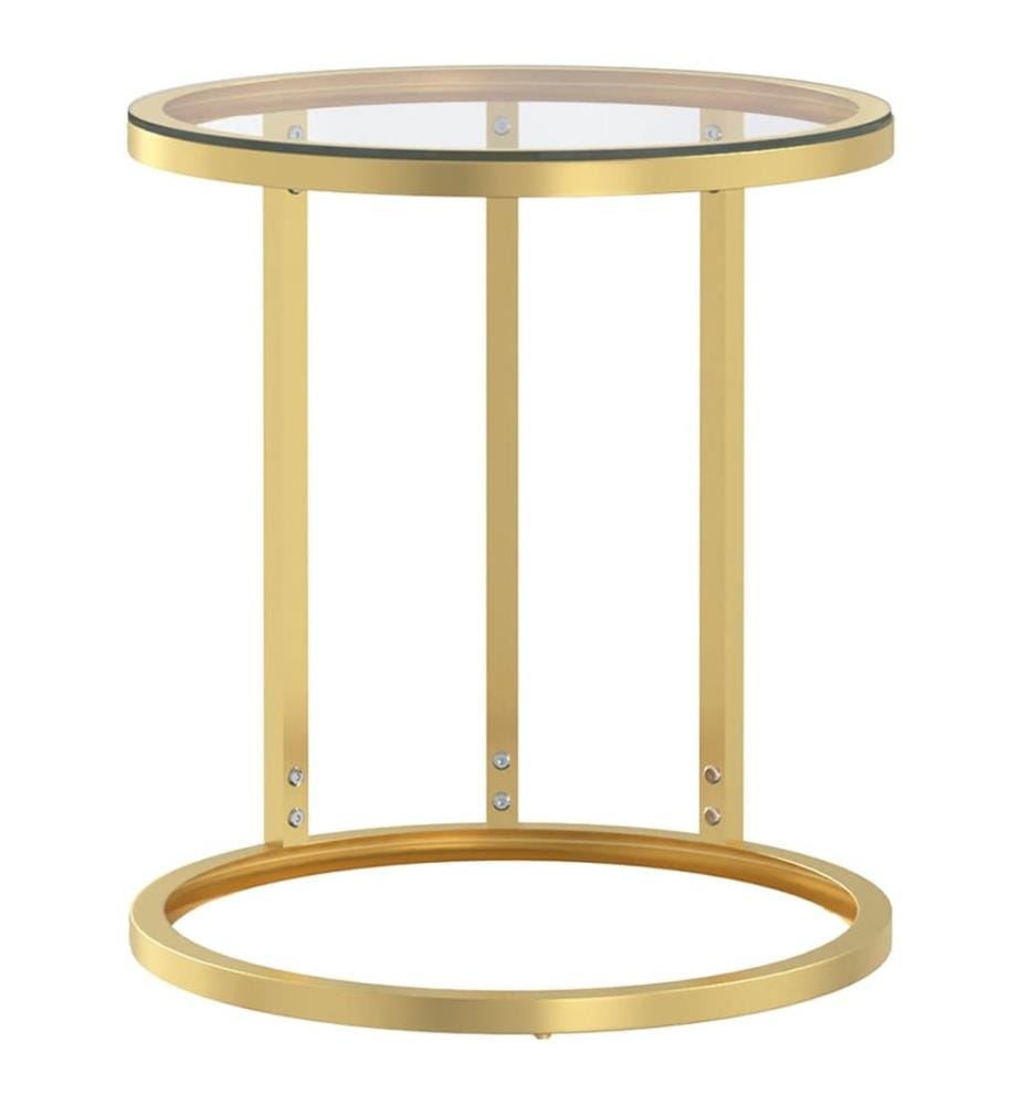 Table d'appoint Doré et transparent 45 cm Verre trempé