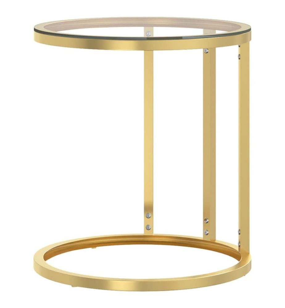 Table d'appoint Doré et transparent 45 cm Verre trempé