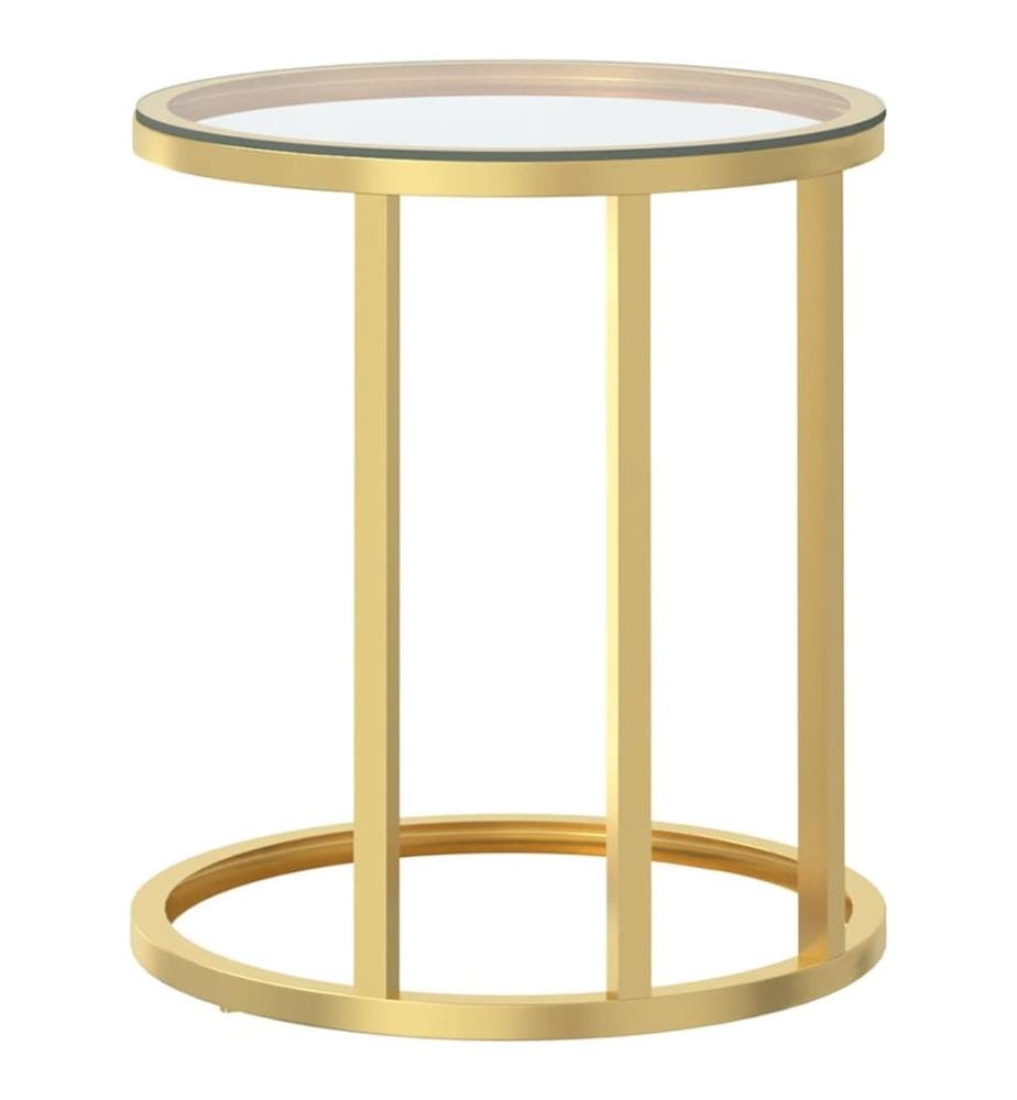 Table d'appoint Doré et transparent 45 cm Verre trempé