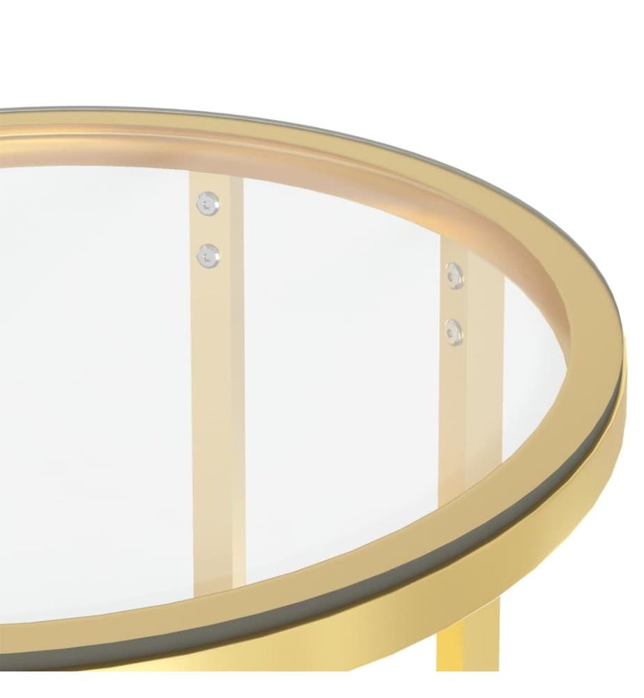 Table d'appoint Doré et transparent 45 cm Verre trempé