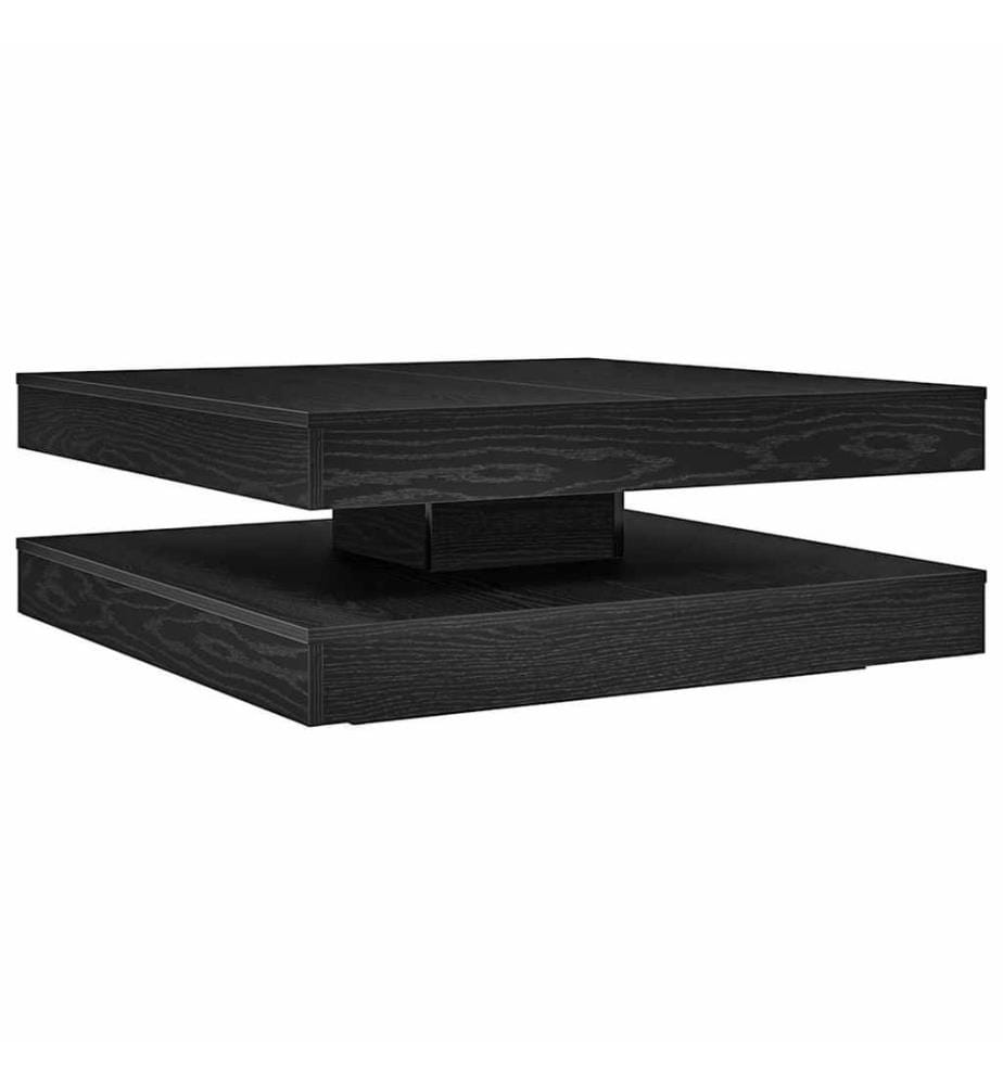 Couchtisch 360-Grad Drehbar Schwarz Eichen-Optik 90x90x34,5 cm