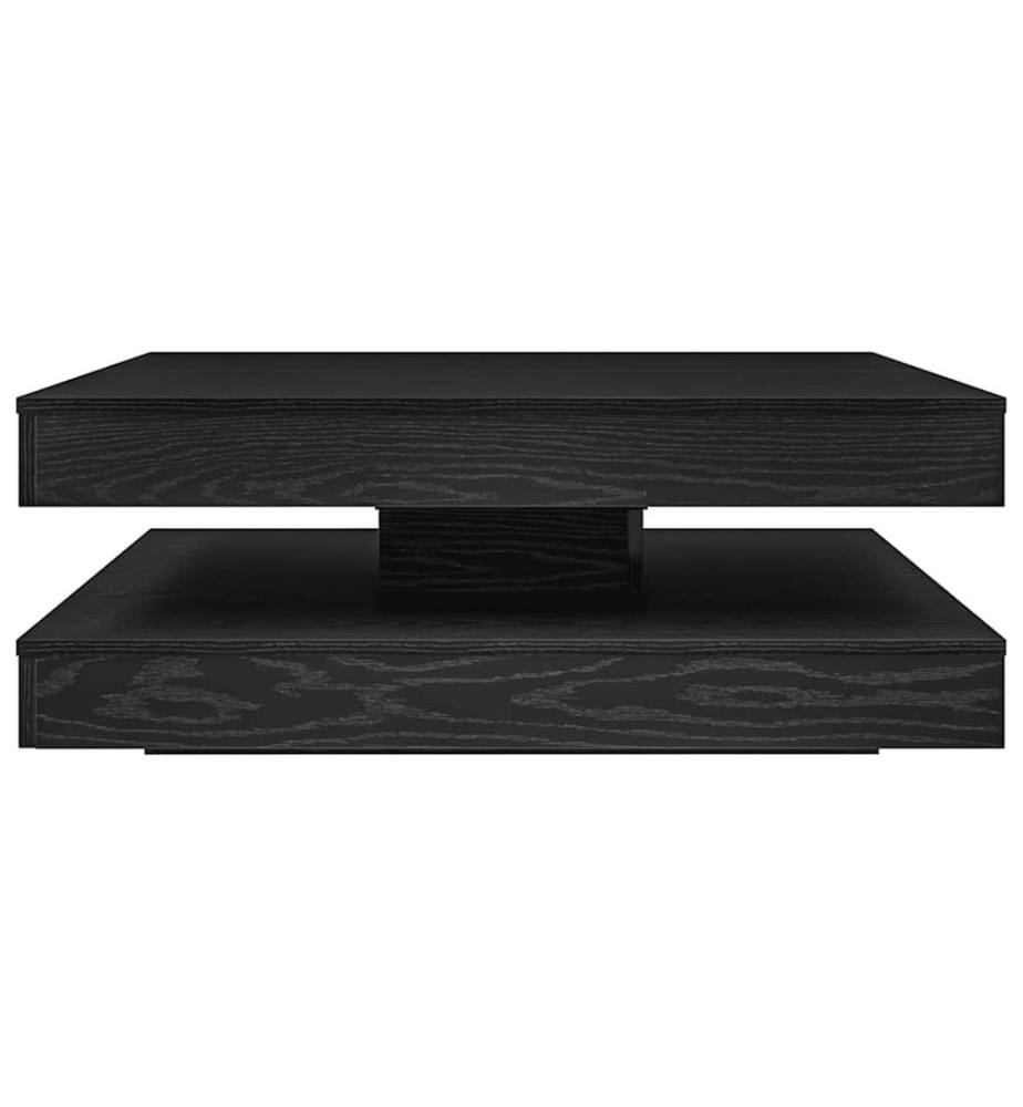 Couchtisch 360-Grad Drehbar Schwarz Eichen-Optik 90x90x34,5 cm