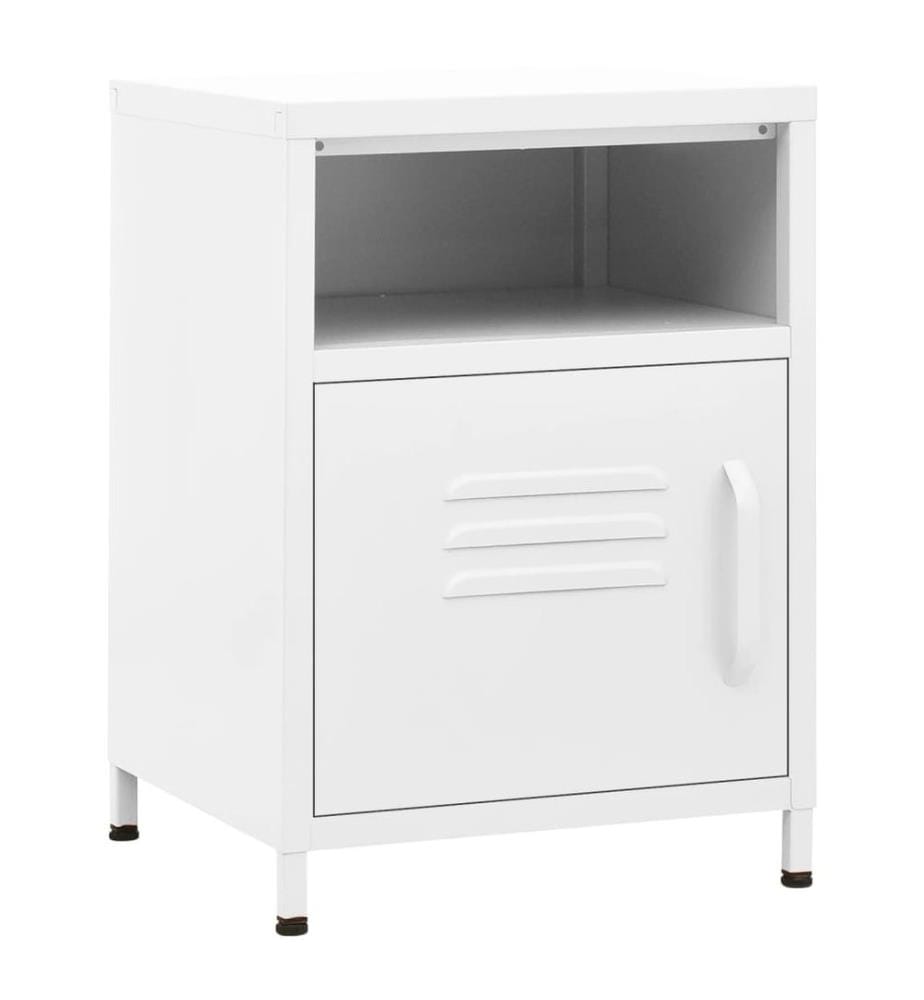 Table de chevet Blanc 35x35x51 cm Acier