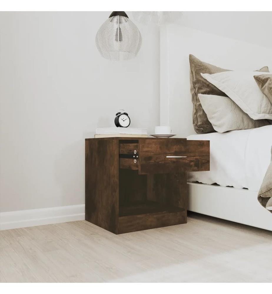 Tables de chevet 2 pcs avec tiroir Chêne fumé