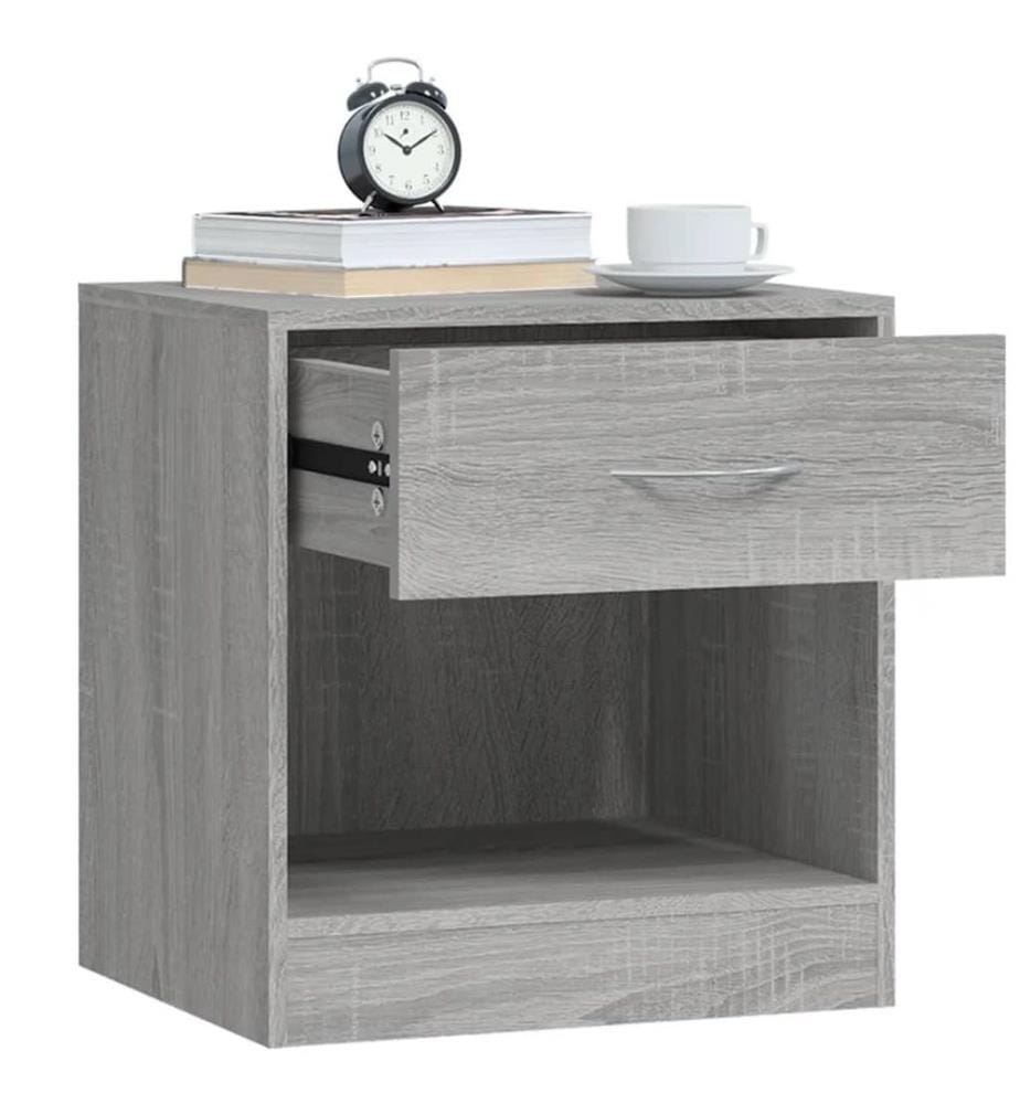 Nachttische 2 Stk. mit Schublade Grau Sonoma