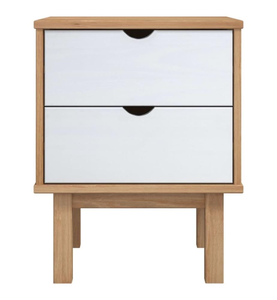 Table de chevet OTTA marron et blanc 45x39x57cm bois pin massif