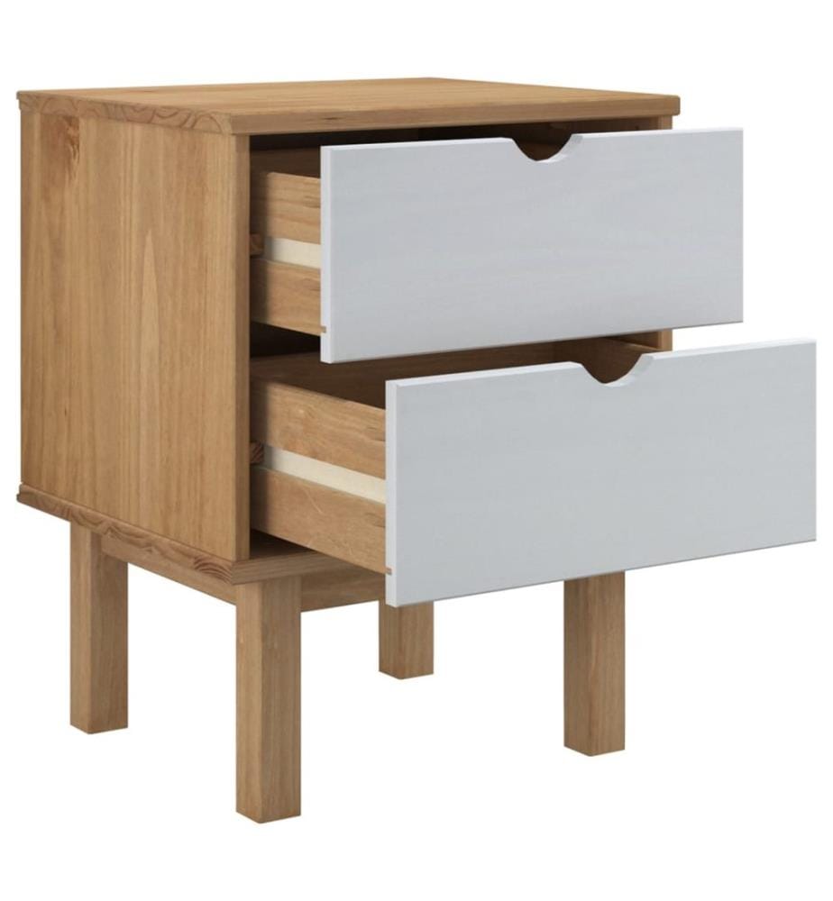 Table de chevet OTTA marron et blanc 45x39x57cm bois pin massif