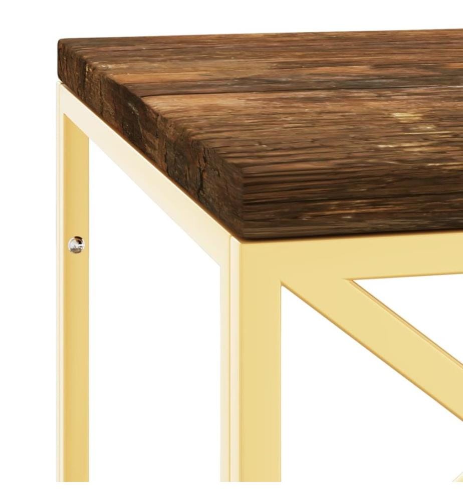 Table basse acier inoxydable et bois massif de récupération