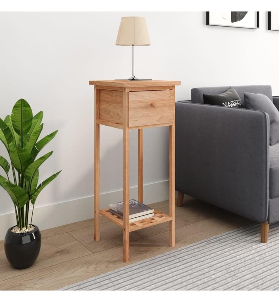 Table d'appoint avec tiroir 25x25x60 cm Bois massif de noyer