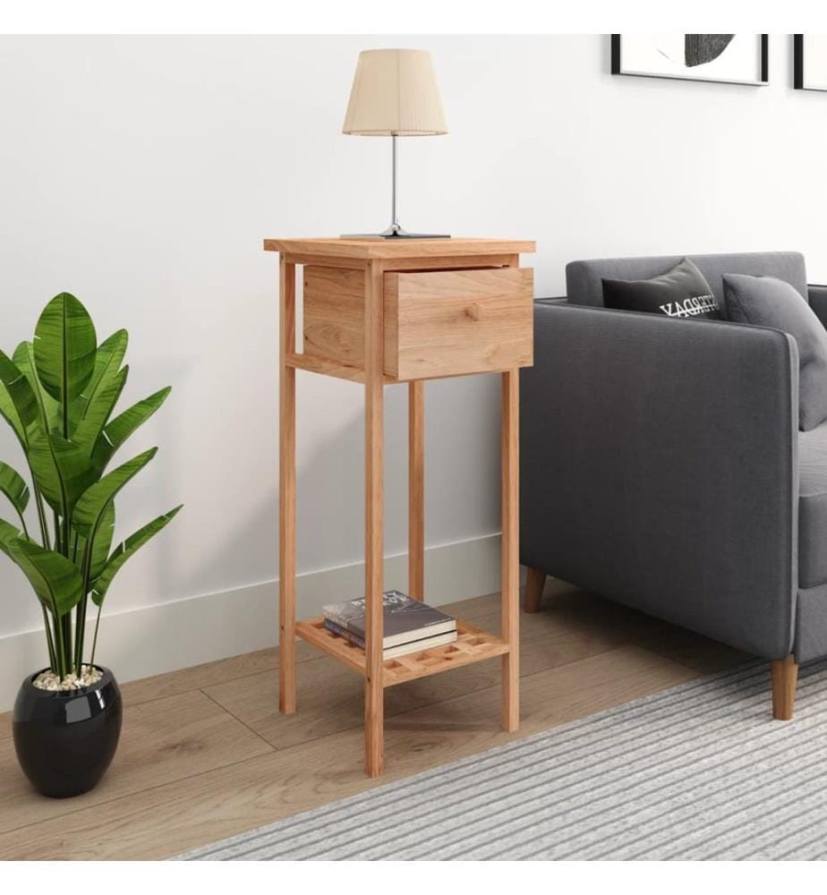 Table d'appoint avec tiroir 25x25x60 cm Bois massif de noyer