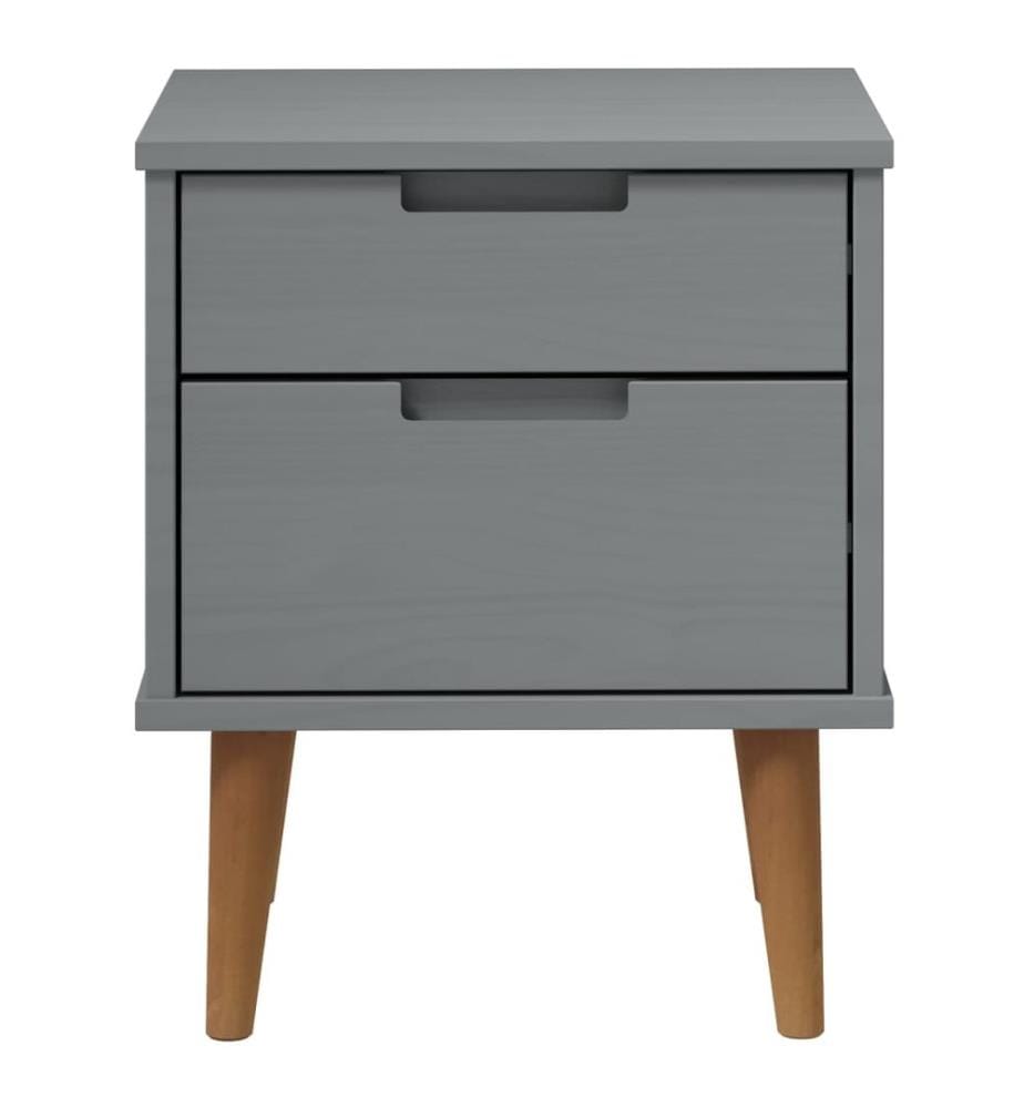 Nachttisch MOLDE Grau 40x35x48 cm Massivholz Kiefer