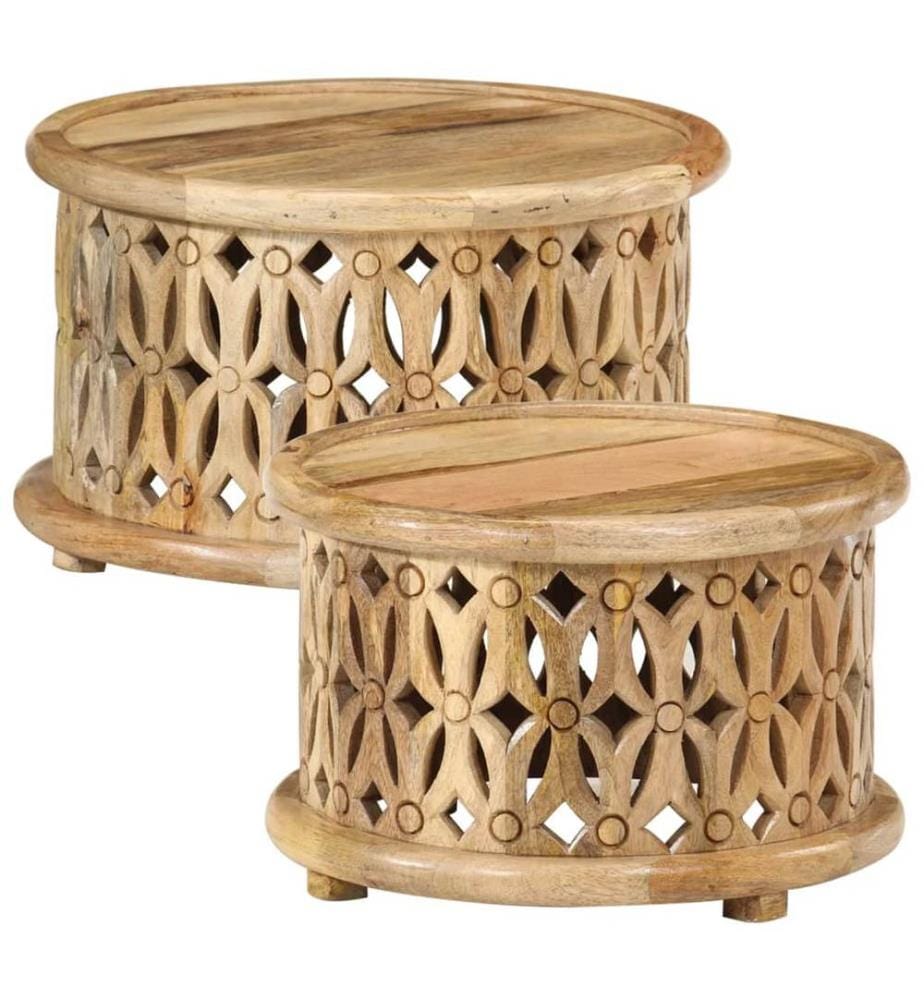 Ensemble de tables basses 2 pcs bois de manguier solide
