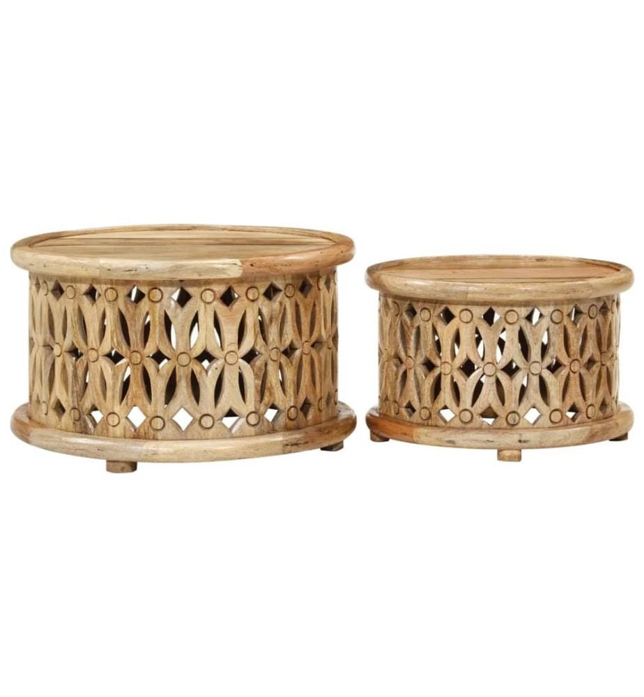 Ensemble de tables basses 2 pcs bois de manguier solide