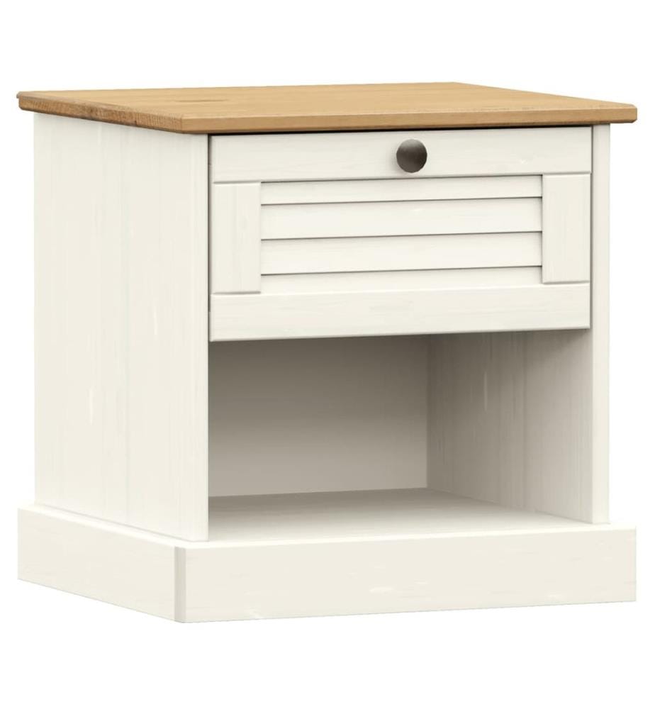 Table de chevet VIGO blanc 42x35x42 cm bois de pin massif
