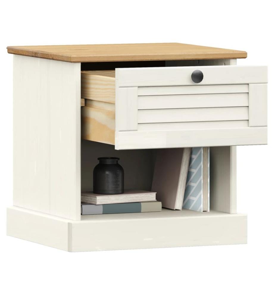 Table de chevet VIGO blanc 42x35x42 cm bois de pin massif
