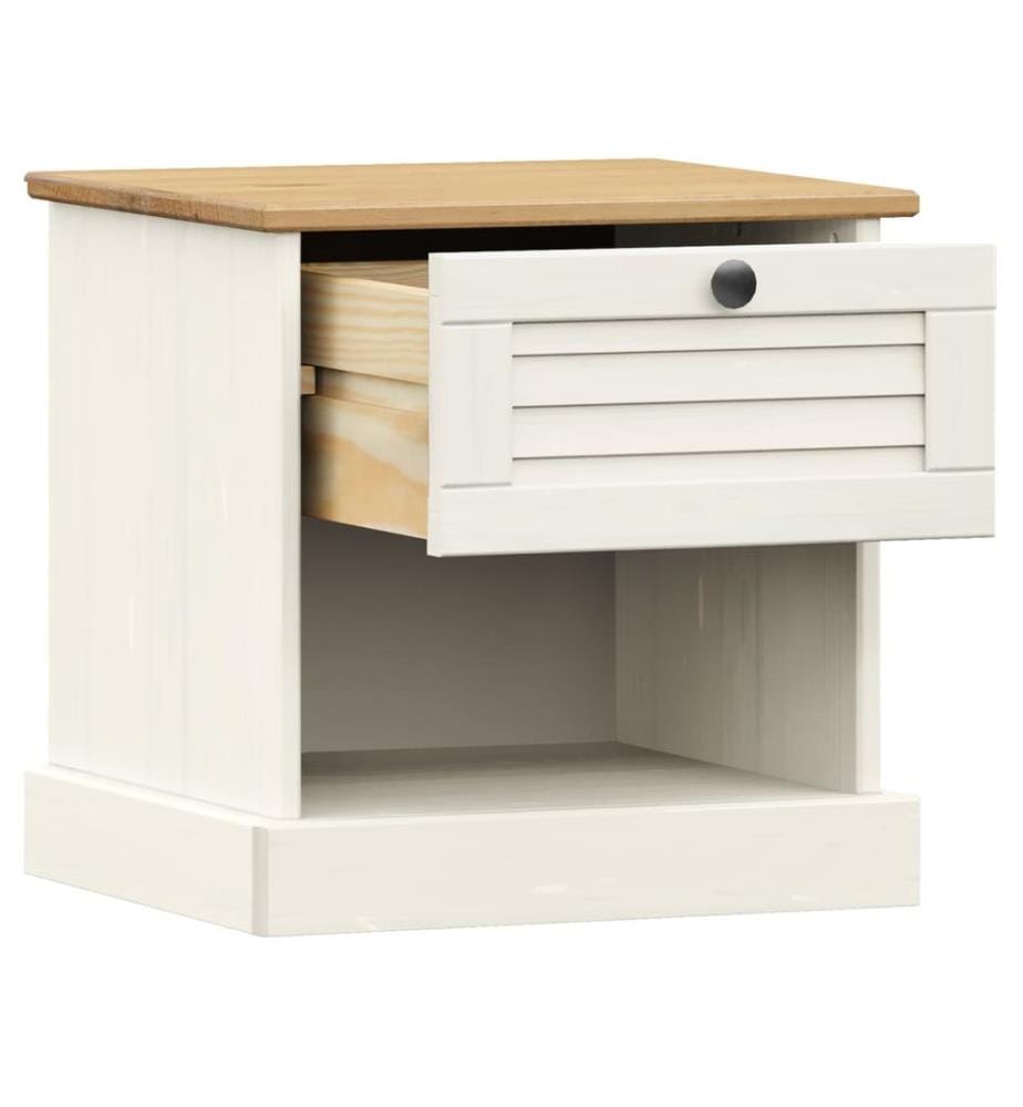 Table de chevet VIGO blanc 42x35x42 cm bois de pin massif