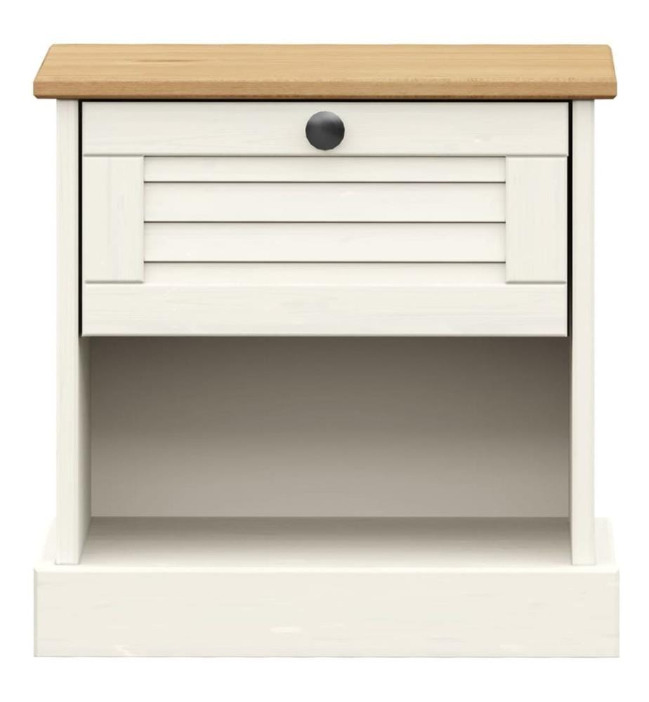 Table de chevet VIGO blanc 42x35x42 cm bois de pin massif