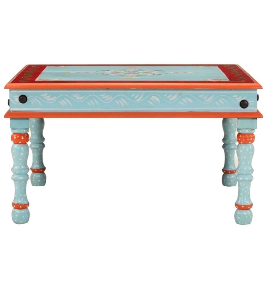 Couchtisch Blau Handbemalt Massivholz Mango