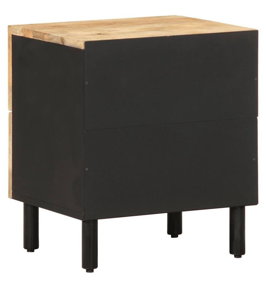Table de chevet noir 40x33,5x46 cm bois de manguier massif brut