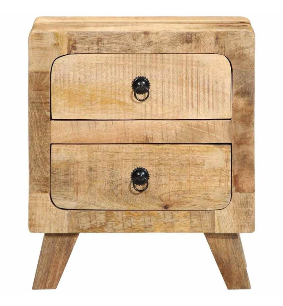 Table de chevet 2 pcs 40x32x46 cm bois massif de manguier brut