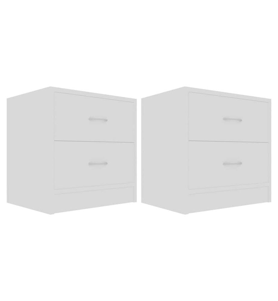 Tables de chevet 2 pcs Blanc 40x30x40 cm Bois d'ingénierie