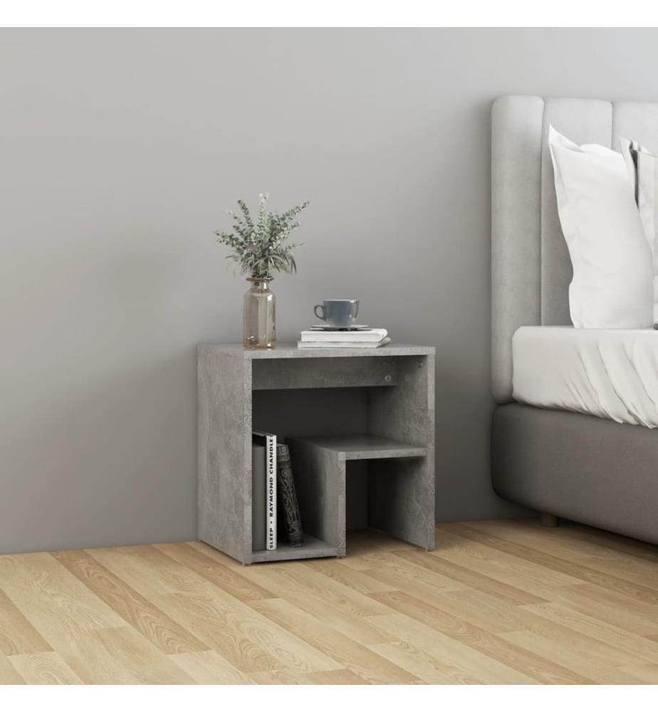 Table de chevet gris béton 40x30x40 cm bois d'ingénierie