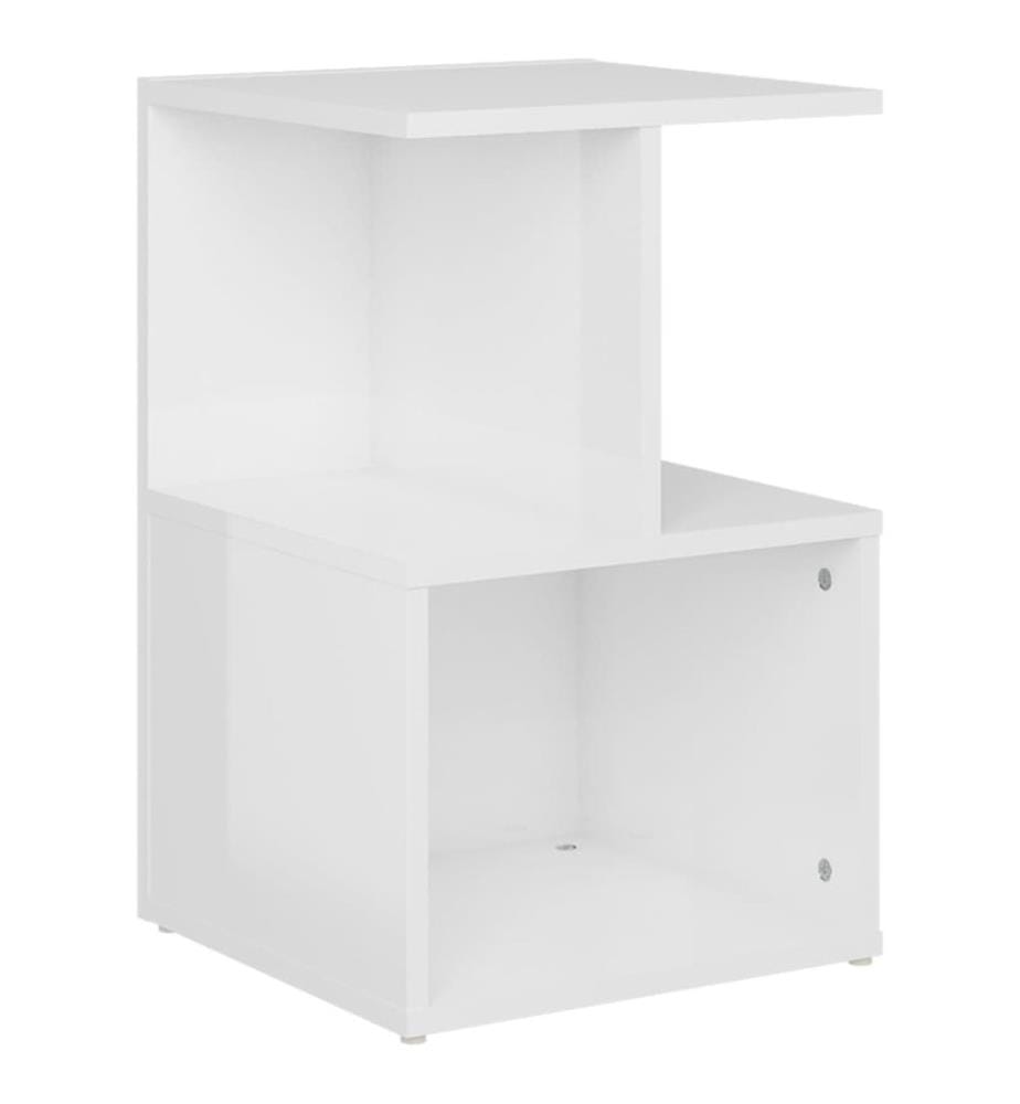 Table de chevet blanc brillant 35x35x55 cm bois d'ingénierie