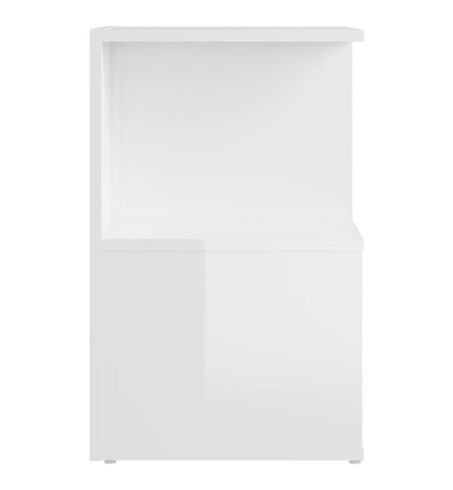 Table de chevet blanc brillant 35x35x55 cm bois d'ingénierie