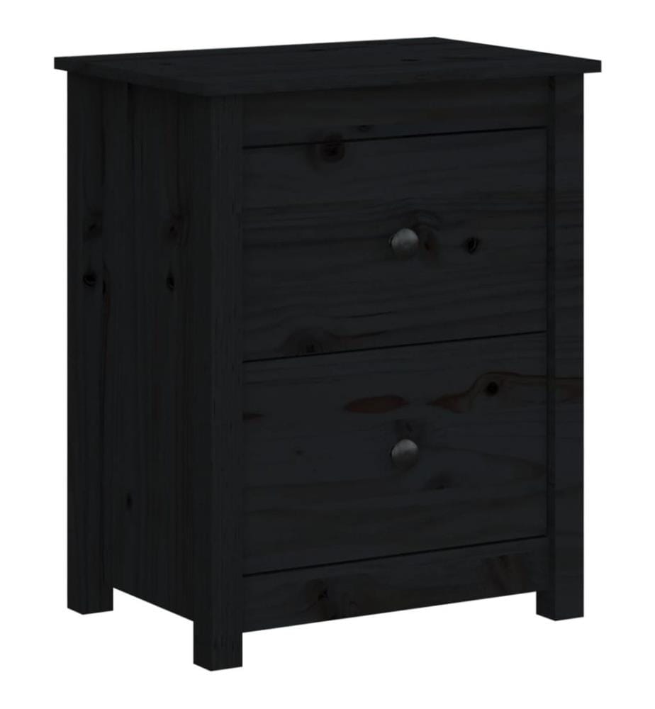 Tables de chevet 2 pcs Noir 50x35x61,5 cm Bois de pin massif